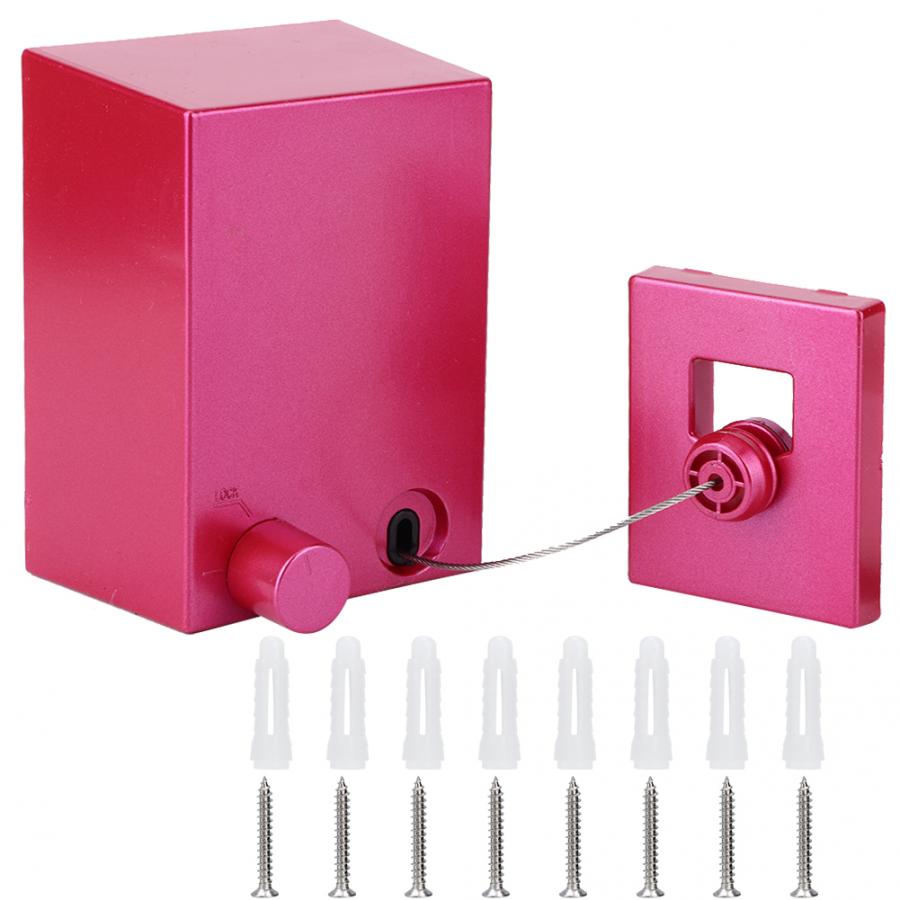 Wall Retractable Clothesline Indoor Clothes Drying Line for Hotel Home Balcony Laundry: Red