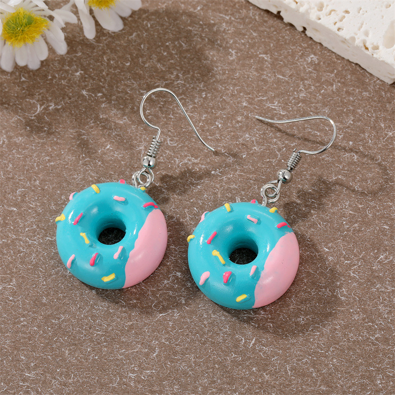 1 par de pendientes de gota de comida de Donut 3D de colores para mujer, para niños, creativa, divertida, abalorios de pastel Kawaii, pendientes colgantes, joyería: Marrón