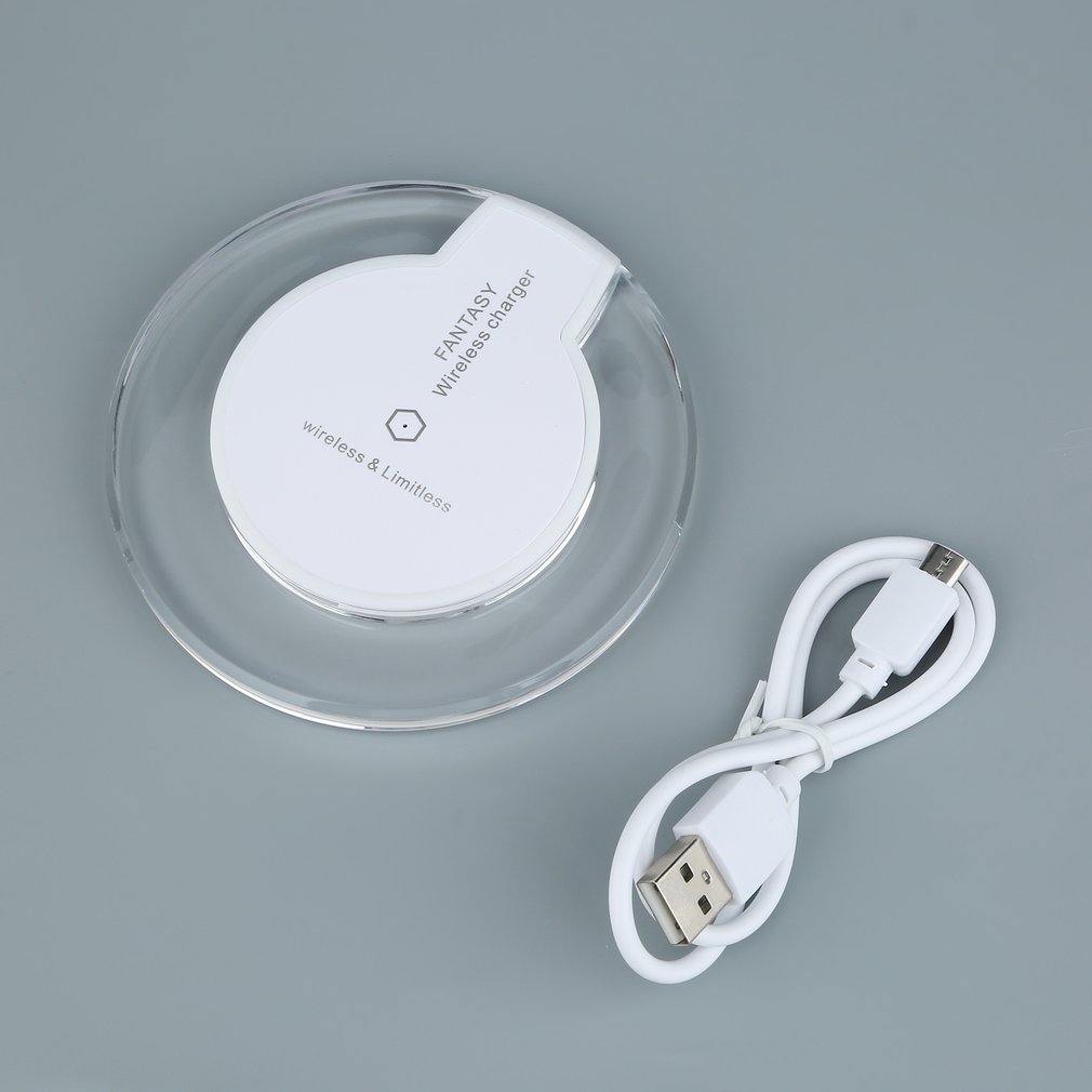 Mini Fantasy Transparant Disk Ultra Dunne Qi Draadloze Opladen Pad Charger Plate Voor Samsung S6