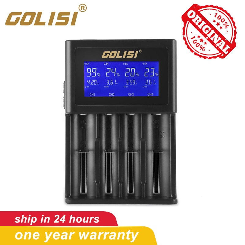 Golisi S4 2A Lader Voor Li-Ion Ni-Mh Ni-Cd Ni-Md 26650 18650 20700 21700 Aa Aaa Oplaadbare batterij Met Intelligente Lcd
