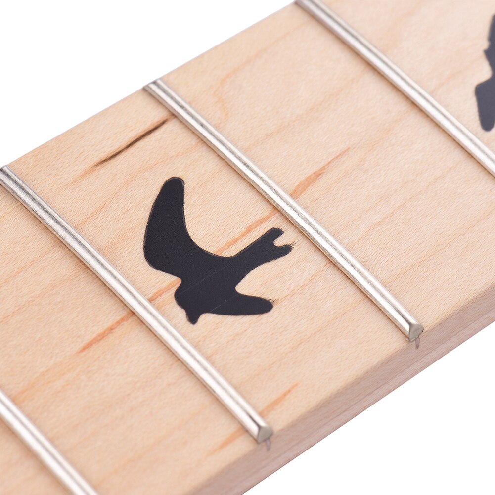 Universele Unfinished Elektrische Gitaar Hals Esdoornhout Hals Vervanging 22 Frets Toets Met Zwarte Vogels Inlay Licht Geel