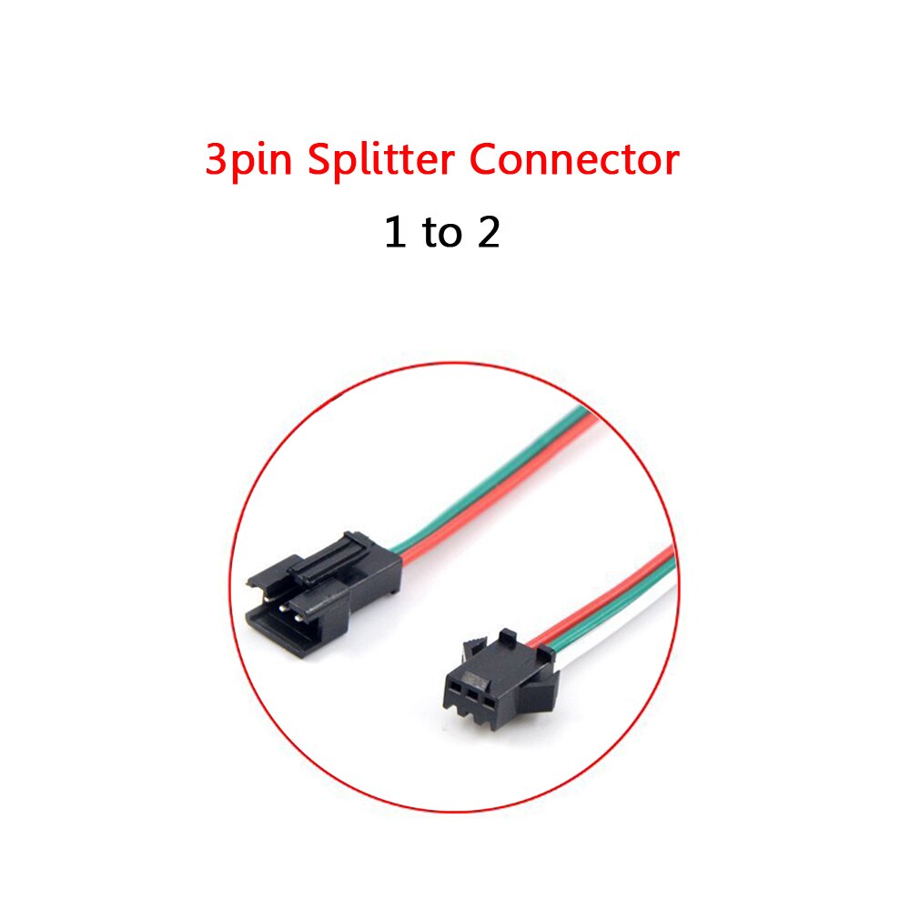1to2 Splitter Connector 2pin 3pin 4pin 5pin For DC12V 2835 5050 RGB RGBW LED Strip Light SM JST Male Female Connector Wire Cable: 3pin