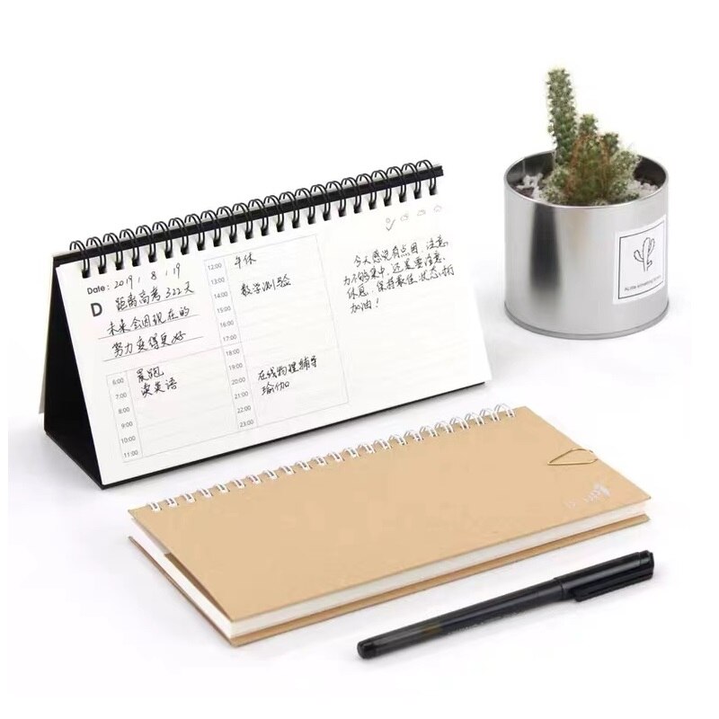 Simple Small Memo Notepad Time Management Planner Self-discipline Clock-in Schedule Blank Drawing Book Thick Paper Coil Ledger