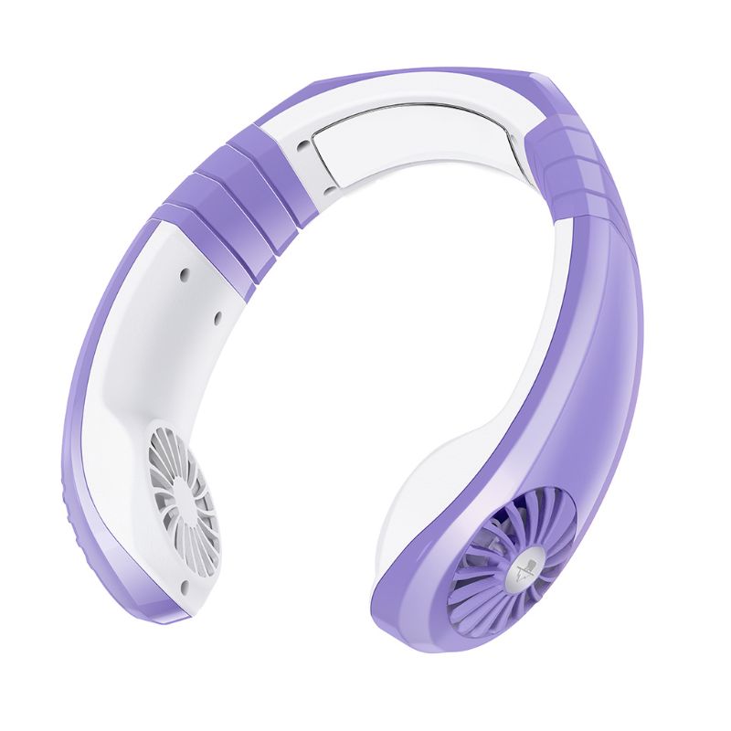 Usb Micro Draagbare 2 In 1 Luchtkoeler Mini Elektrische Airconditioner Draagbare Opknoping Hals Fan: Paars