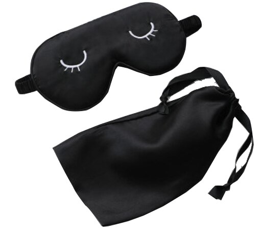 1pcs Eye Cover Silk Sleep Eye Mask Relax Sleeping Padded Shade Patch Eyemask Blindfolds Women Men Travel Sleep masks for relax: Black