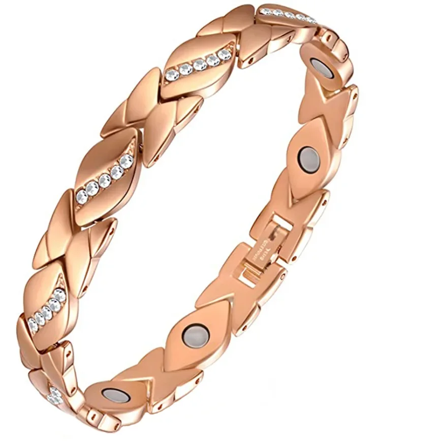 Magnetic Therapy Arthritis Pain Relief Bracelets for Women Magnetic Steel Titanium Health Bracelet with Crystal Jewelry: Hot Stamping