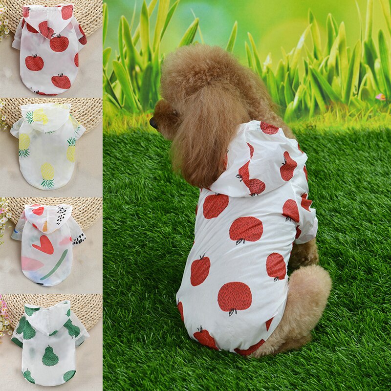 Pet Dog Sun Protection Clothing Colorful Fruits Print Sun-proof Puppy Cat Summer Outdoor Raincoat Sunscreen Clothes