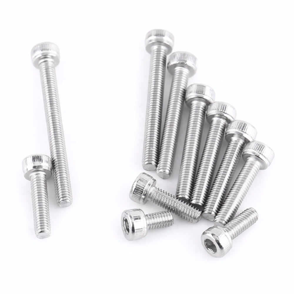 100pcs/set M3 Stainless Steel SS304 Hex Socket Screws Cap Head Screws Set Bolts Nuts Fastener Supply Assortment Kit 6-20mm
