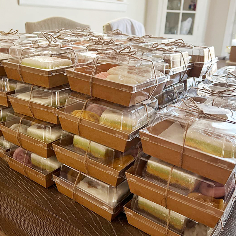 10/20/30 stücke Kuchen Krapfen Boxen Kraft Papier Nachtisch Cookie Bäckerei Lebensmittel Verpackung Kasten mit Klaren Deckel hochzeit Geburtstag Party Liefert