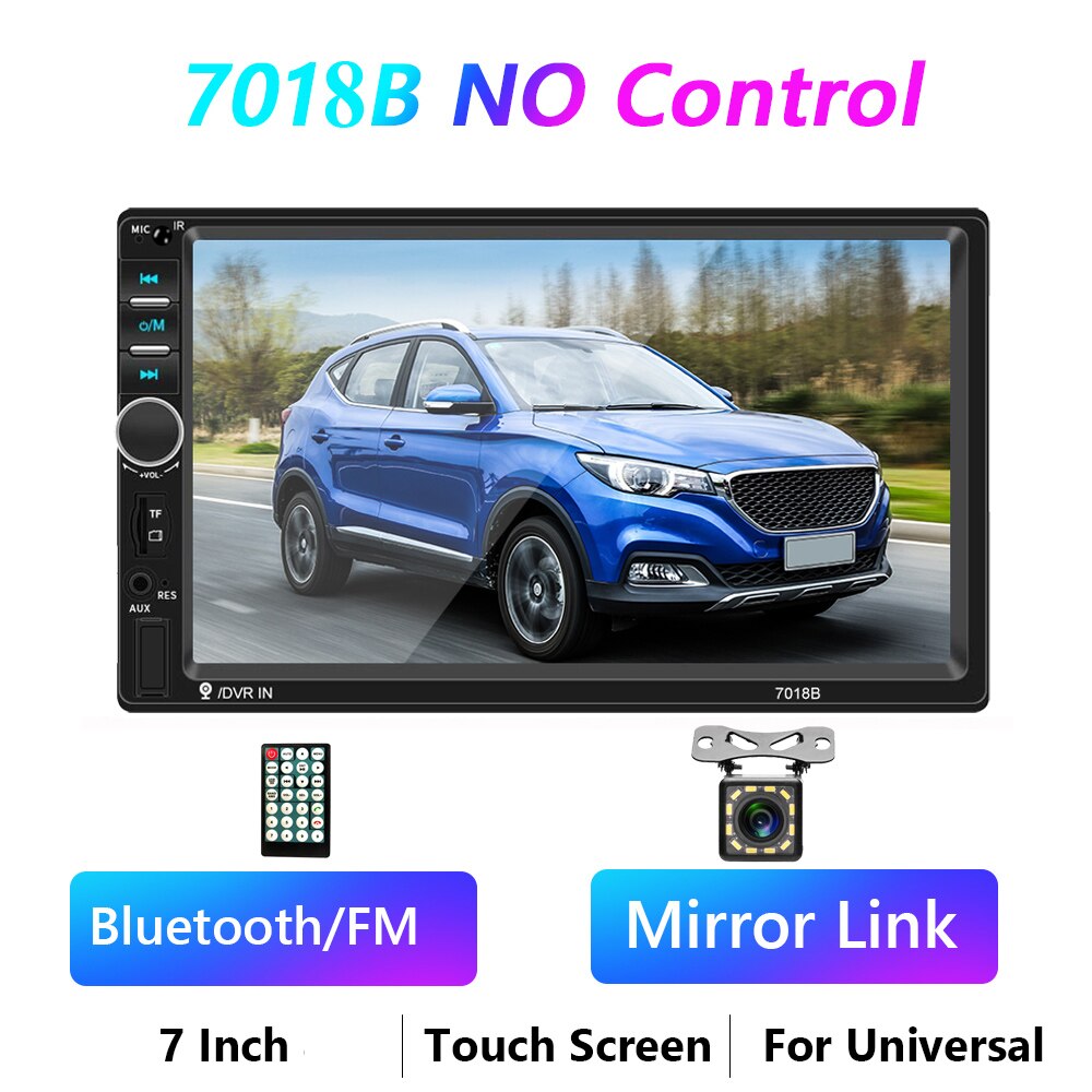 Podofo Autoradio 2 Din Car Radio 7&quot; HD Touch Screen Audio Stereo 7018B/7023B Video MP5 Multimedia Player For Nissan Toyota Kia: 7018B 12LED Cam