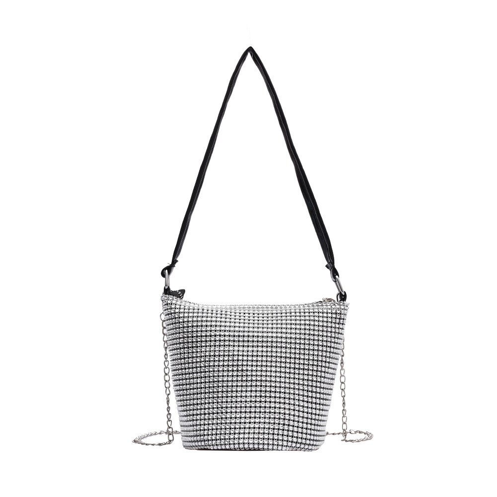 Jeugd Dames Eenvoudige Veelzijdige Tas Vrouwen Steentjes Schoudertassen Avond Clutch Keten Elegante Crossbody Handtassen: Silver A