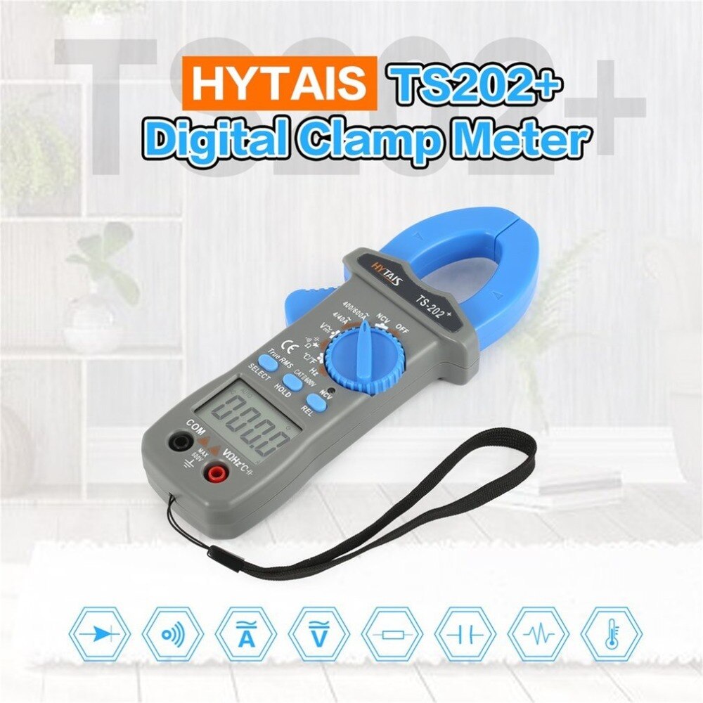 TS202+ Digital Clamp Meter True RMS Multimeter AC/DC Frequency NCV Resistor Capacitor Diode temperature Tester