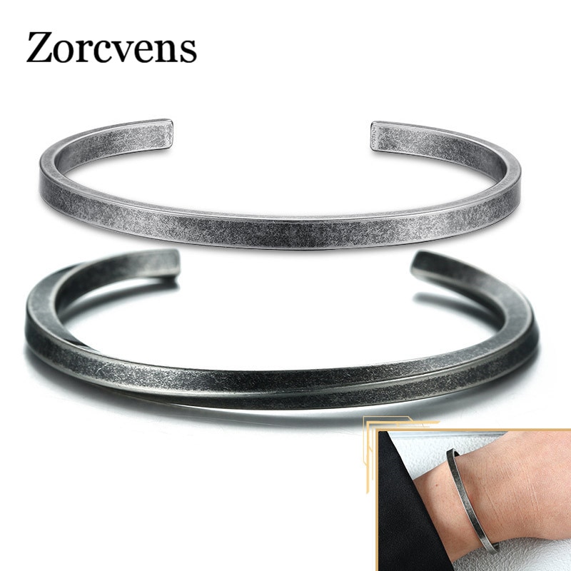 ZORCVENS Punk stal nierdzewna Vintage bransoletka dla kobiet mężczyzn Mobius skręcona bransoletka mankietowa Unisex Casual Pulseira panowie biżuteria