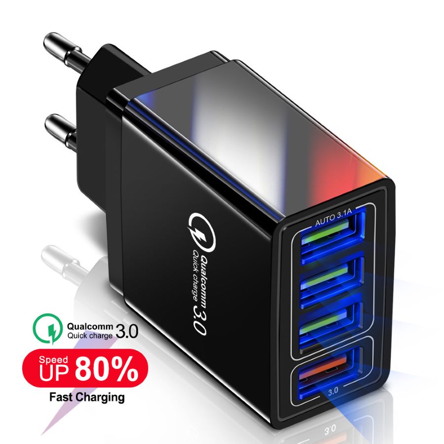 Qc 3,0 reise schnelle ladegerät 4usb multi-port universal lade kopf für Europäischen und Amerikanischen handys