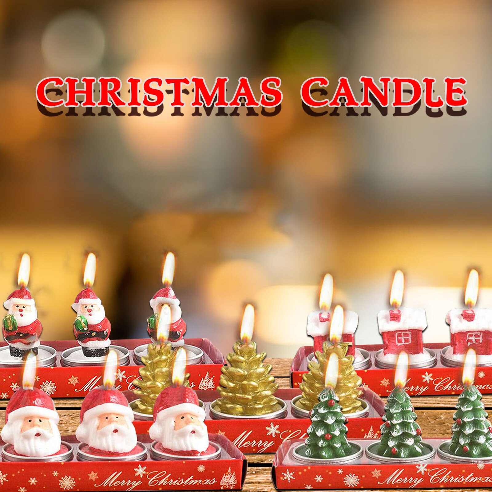 3pcs/set Christmas Candles Santa House Snowman Christmas Tree Paraffin Candles Wedding Home Party Candles Decor Light #YL5