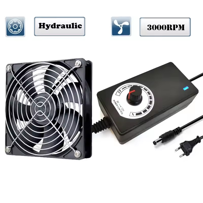 3000RPM Fan Cooling with Controller 120mm 12cm 12V 220V Btc Machine Chassis Workstation Cabinet Radiator Server Fan for GPU VGA: light green