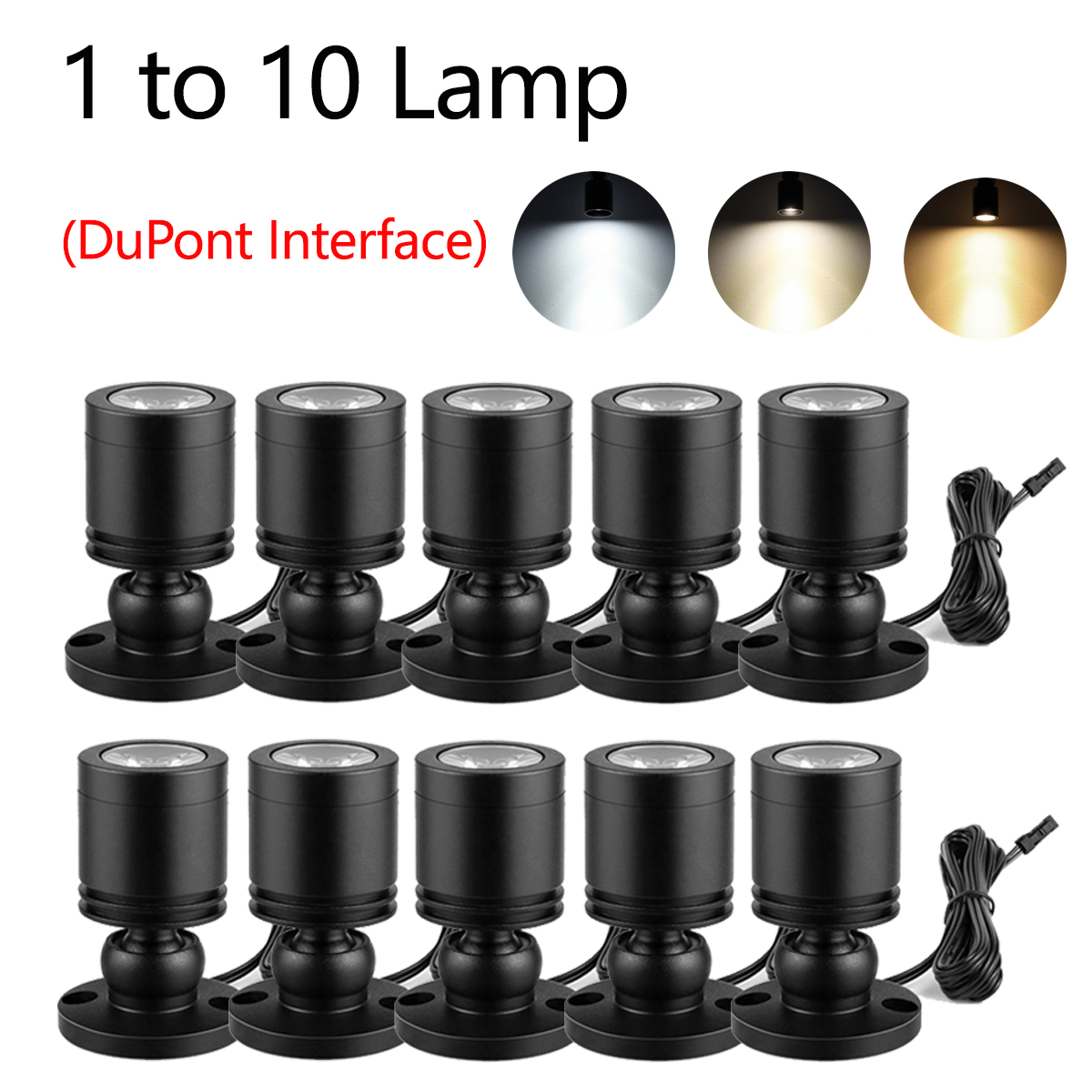 1 to stk. 10 stk. led-lys 12v stk. downlight i aluminiumsmateriale med svart skall, dupont-grensesnitt, innendørs takdekorasjonsspotlight ,2 stk. installasjonsmetode