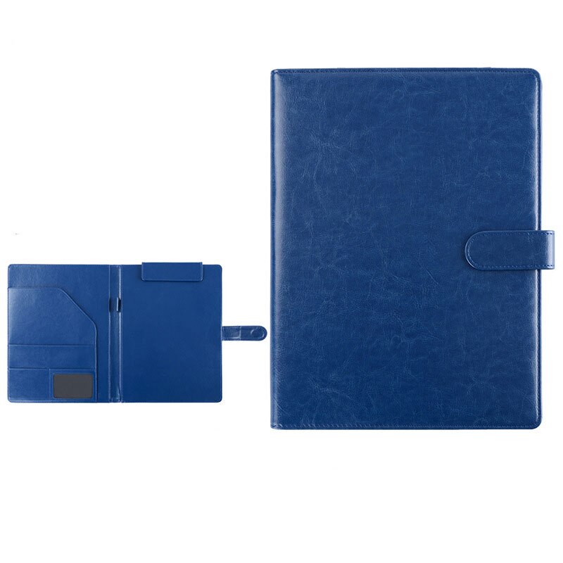 Vergadering Bestandsmap Multifunctionele Manager Map A4 Zakelijke Informatie Boek Lederen Map Schrijfblok Pad Schoolbenodigdheden: Magnetic button-blue