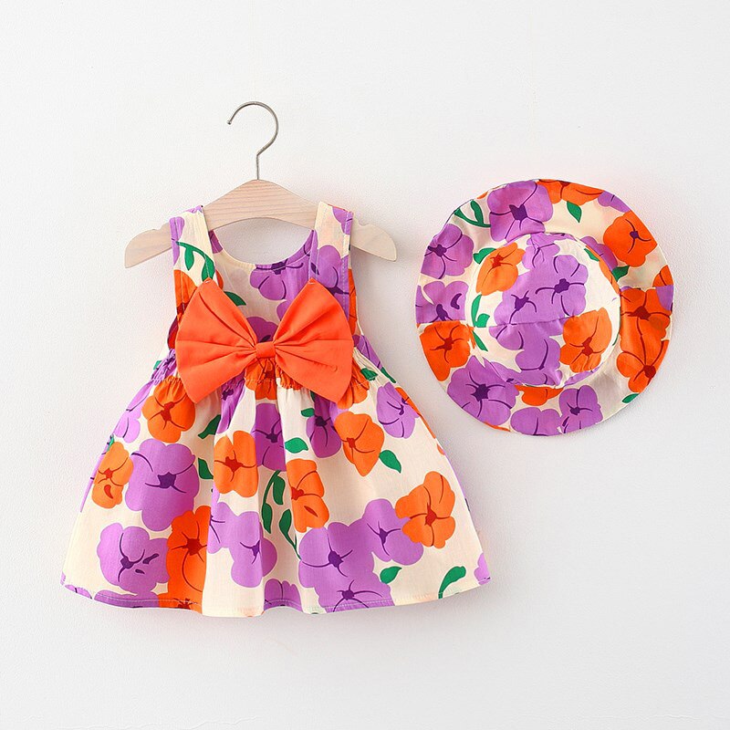 Vestido de princesa estampado para niñas, ropa informal para niños de 1 a 4 años, verano 2022: Naranja / 4T 110