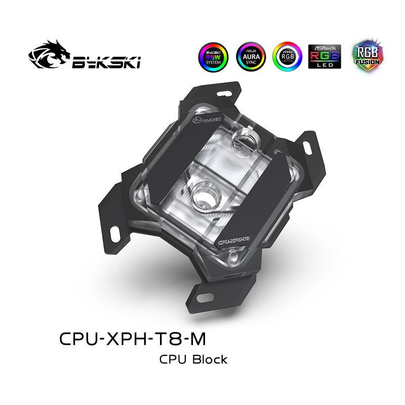Bykski AMD CPU Water Block For AMD Ryzen3/5/7 X470/AM/FM, CPU Liquid Cooler Support 12V RGB/5V A-RGB/SYNC,CPU-XPH-T8-M