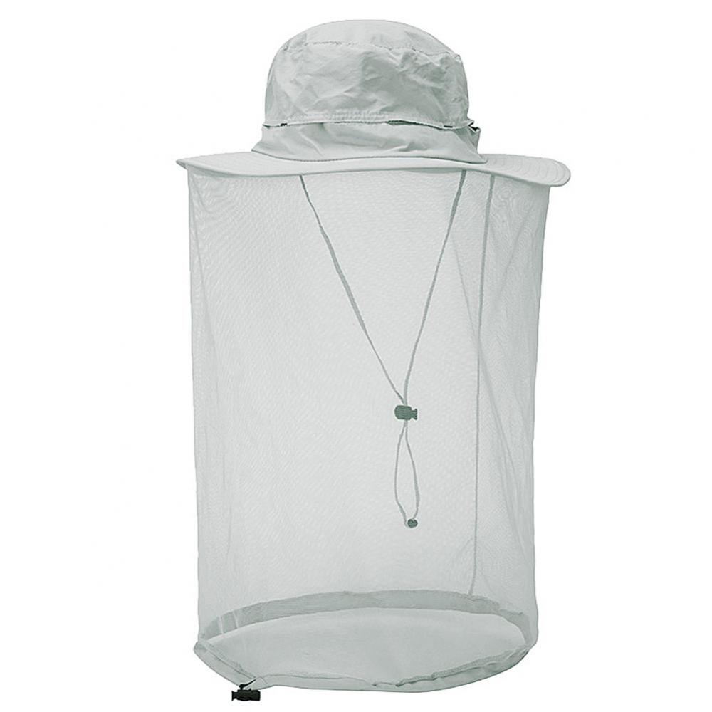 Sombrero de apicultura Unisex, malla mosquitera, máscara de red antimosquitos, antiinsectos, cabeza, máscara de protección facial, gorra de pesca al aire libre: Light Gray