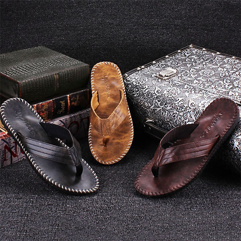 Sommar herr flipflops brittisk stil coola tofflor halkfri tjockbottnad herrskor platta strandskor sandaler zapatos de hombre