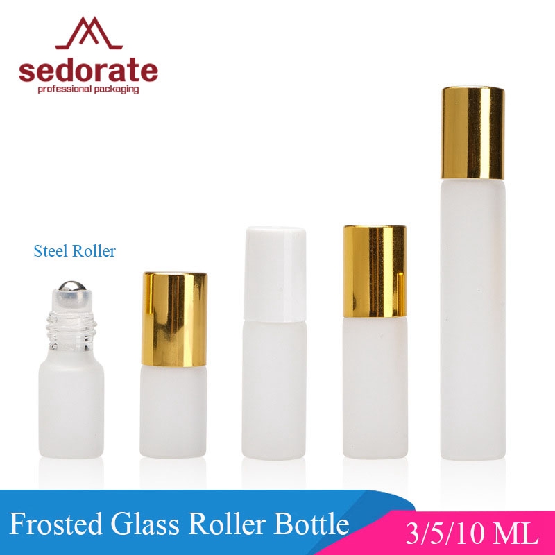 Sedorate 50 stks/partij Roller Glas Fles Staal Bal Matte Glas Etherische Olie Flessen 3 ML 5 ML 10 ML Parfum Containers LD001-2