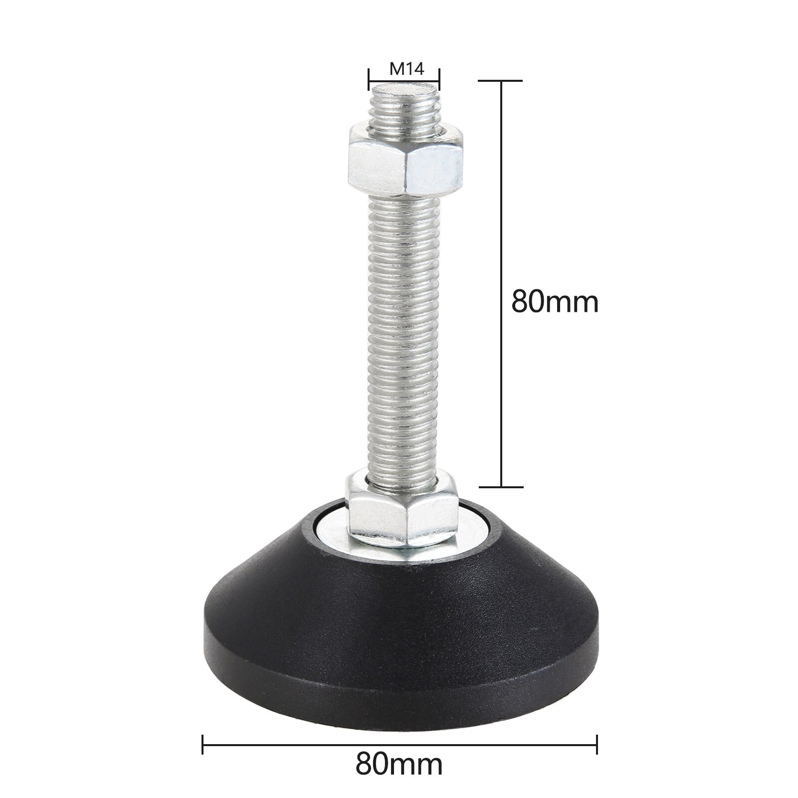 1/2pcs Adjustable Furniture Foot w/Thread Nylon Metal Glide Leveling Feet M8 M10 M12 M14 M16 Guard Pad Machine Equipment Support: 80XM14x80(DXMXH)1pc