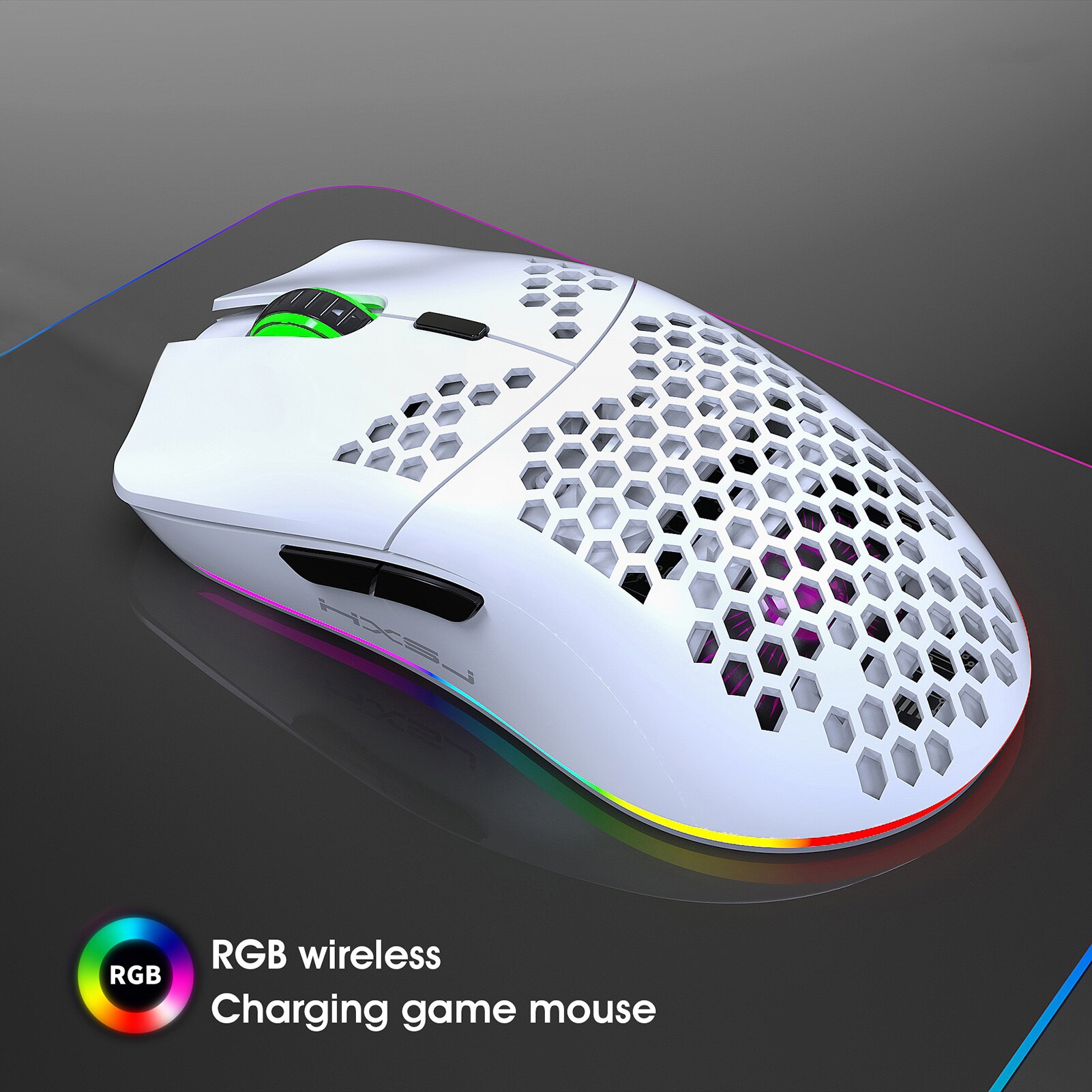 HXSJ T66 RGB 2.4G Wireless Gaming Mouse RGB Lighting Charging Mouse with Adjustable DPI Ergonomic for Desktop Laptop