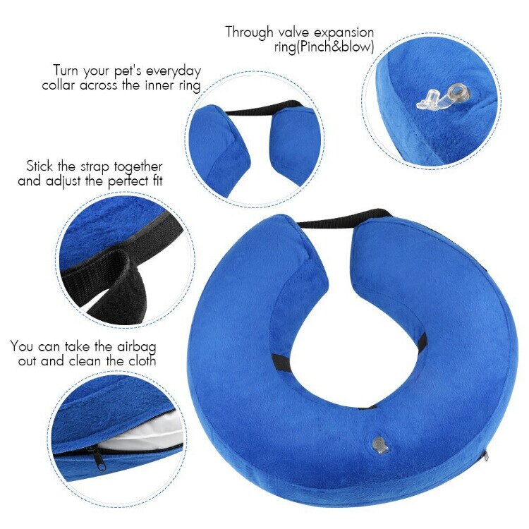 Soft Pet Dog Collar Inflatable Recovery Wound Healing Anti-bite Neck Elizabethan Collars Protective Circle For Small Large Dogs
