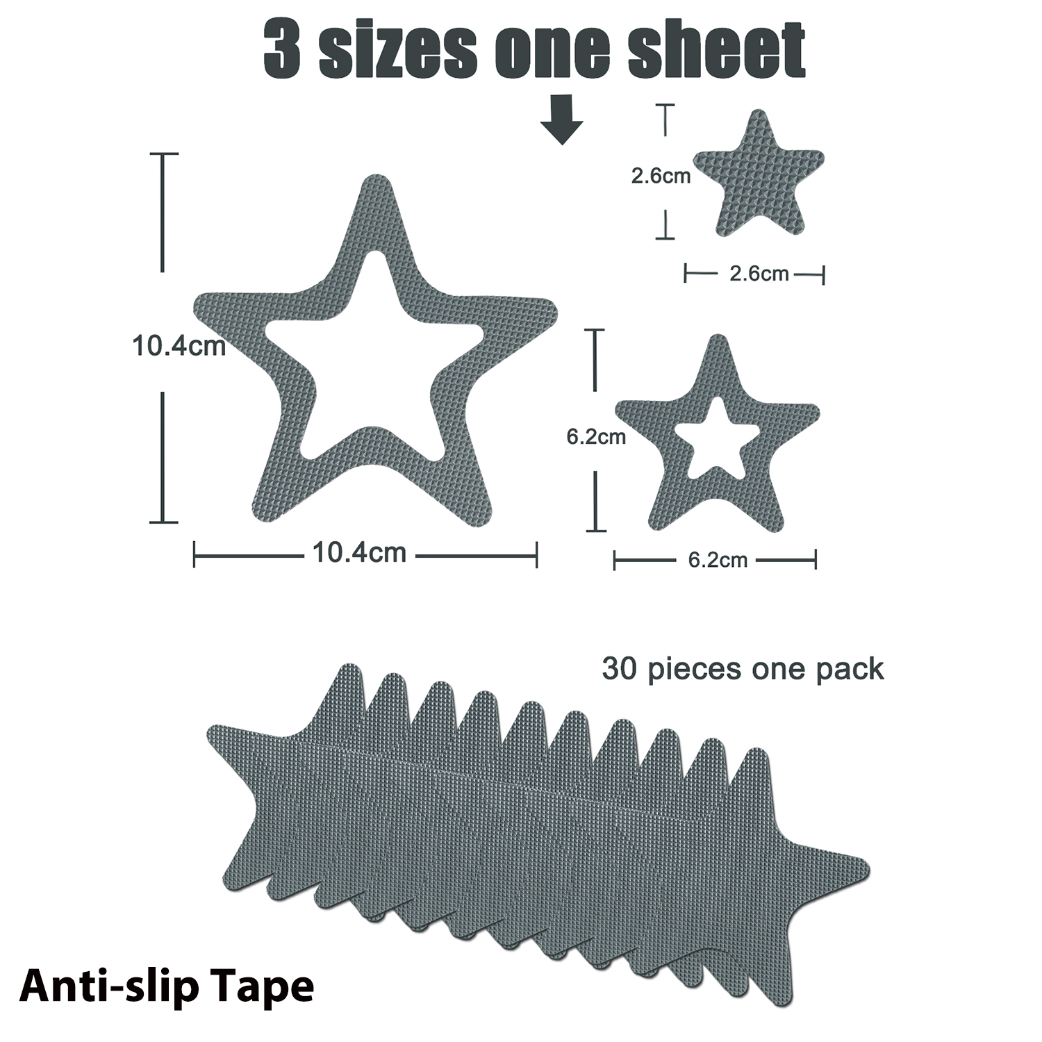 10 Stuks Stervormige Bad Sticker Waterdicht Anti-Slip Vloer Trap Tape Strips Swing Zwembad Vloer Anti-slip Pad Stickers: WHITE