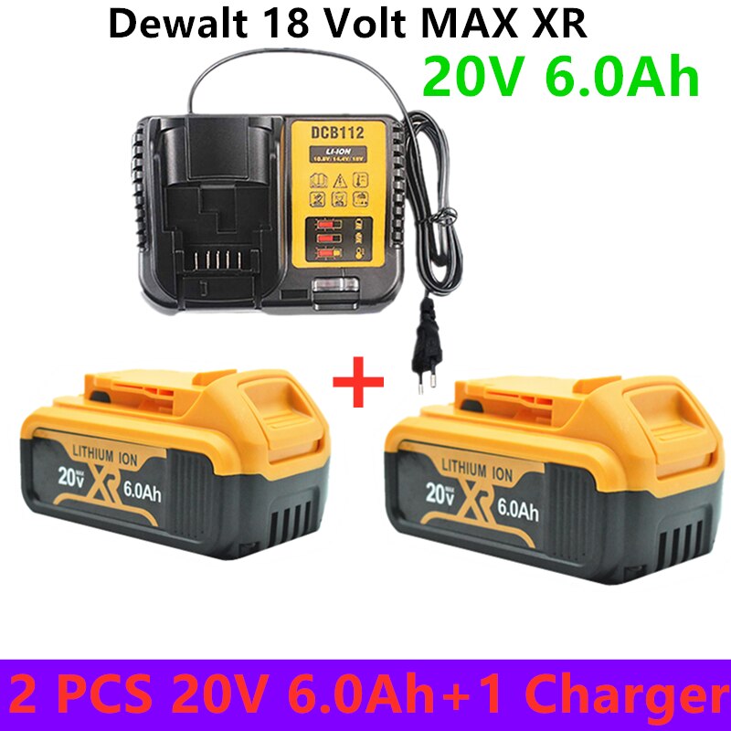 100% DCB200 20V 6000mAh replaceable Li-ion battery compatible with Dewalt 18 Volt MAX XR power tools lithium Batteries