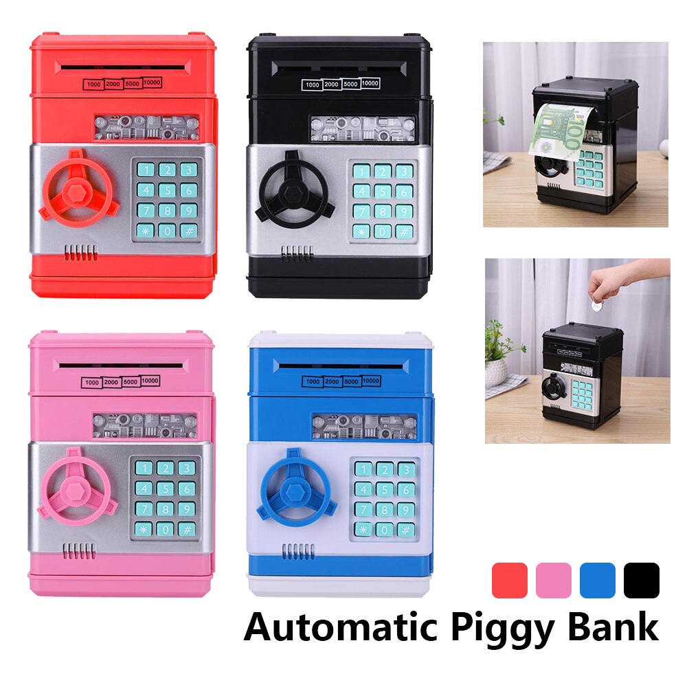 Elektronische Automatische Spaarpot Atm Wachtwoord Spaarpot Cash Coin Saving Machine Kluis Storting Bankbiljet Kids Kinderen Speelgoed