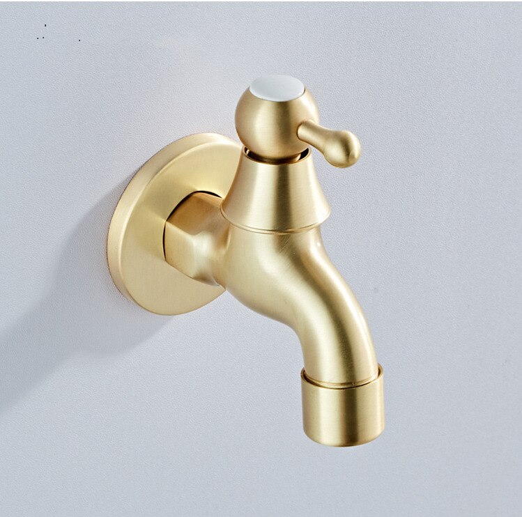 Washing Machine Faucet Mop Brushed Gold Bathroom Faucet Brass Material Tap Outdoor Garden Tap Decorative Kitchen Tap WC Bibcock: style 2 short