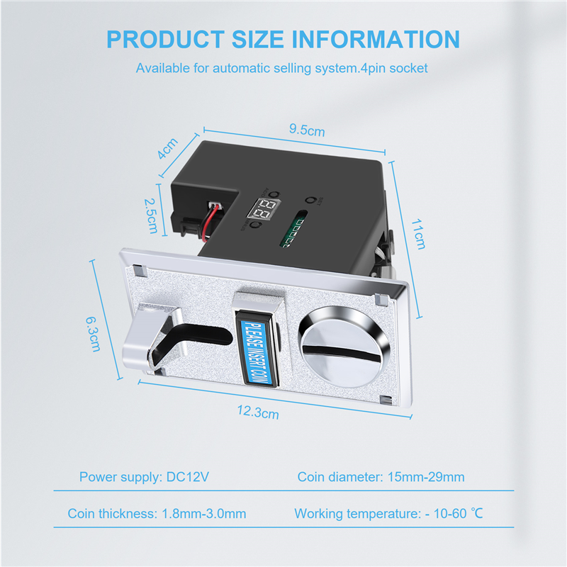 FULL-Durable Programable Plastic Multi Coin Acceptor Electronic Roll Down Coin Acceptor Selector Mechanism Side Coin Selector