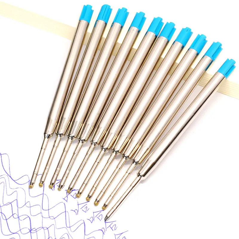 10pcs 0.5mm Roller Ballpoint Pen Refill Medium Nib Blue Black Color Ink Ball Pens Refill for School Office Writing Stationery