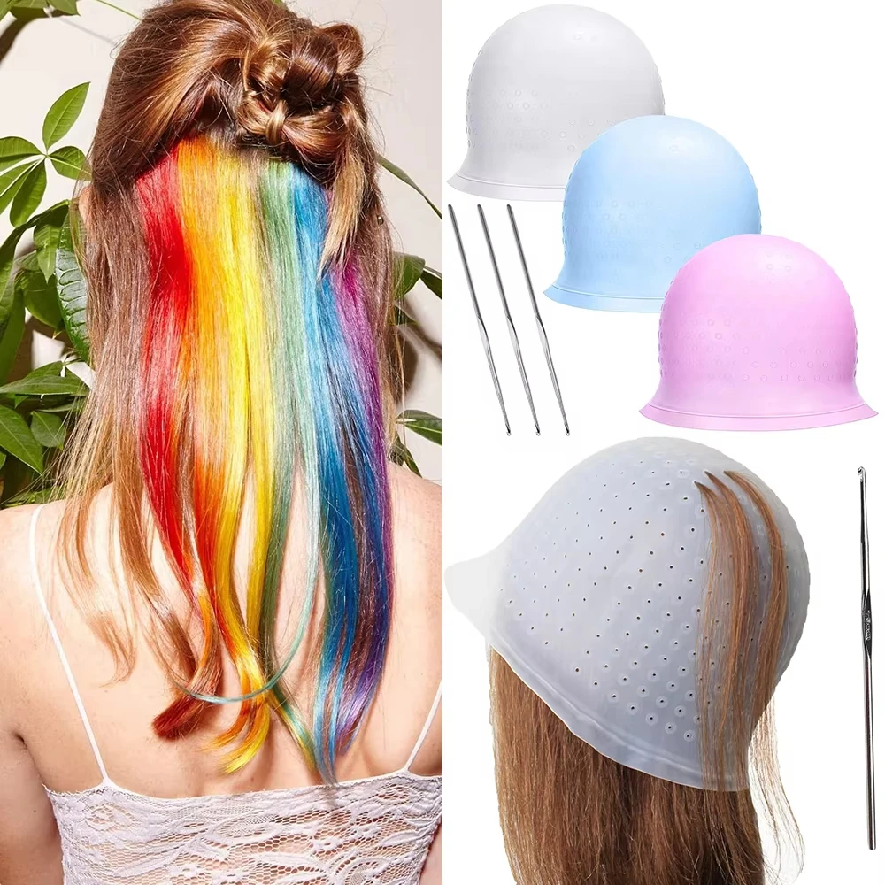 Gorro para teñir el cabello de silicona para salón, aguja reutilizable para teñir el cabello, sombrero para glaseado, tinte, herramienta de peinado, accesorios para el hogar