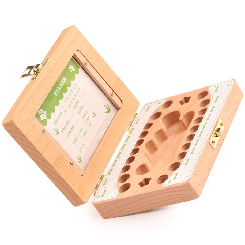 Milk Teeth Storage Wooden Photo Frame Fetal Hair Deciduous Tooth Box Organizer Umbilical Lanugo Save Collect Baby Souvenirs