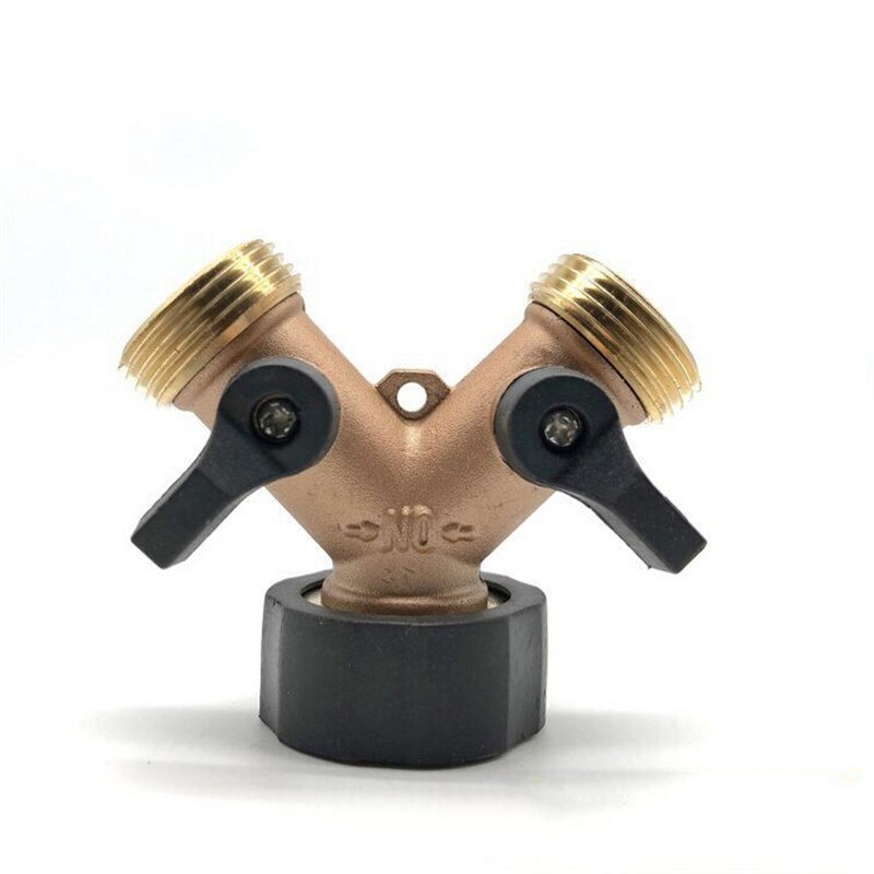 Brass Dual-Outlet Faucet Irrigation Ball Valve Adapter Garden Tap Hose Splitter Two Way Fitting 3/4 American/European Thread