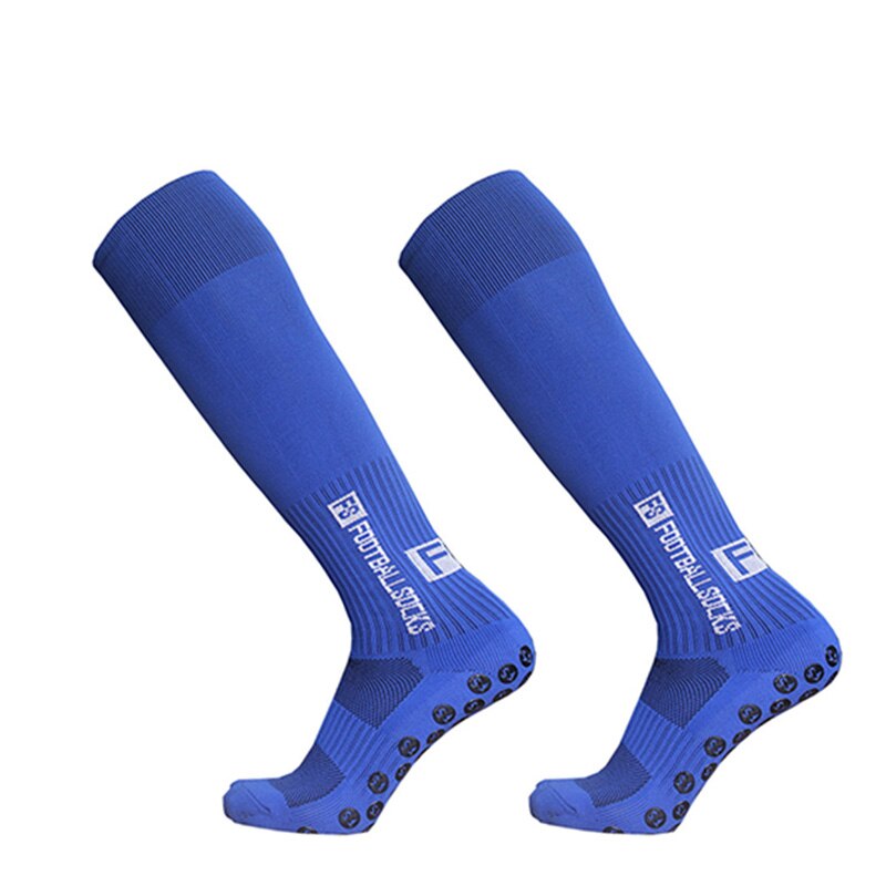 Mannen Vrouwen Lange Fs Sport Voetbal Sokken Siliconen Zuignap Grip Anti Slip Voetbal Sokken: blue