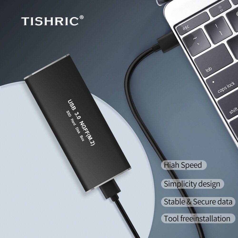 Contenitore esterno di HDD del contenitore di Hdd della scatola del disco rigido di TISHRIC USB3.0 a NGFF M.2 M-SATA