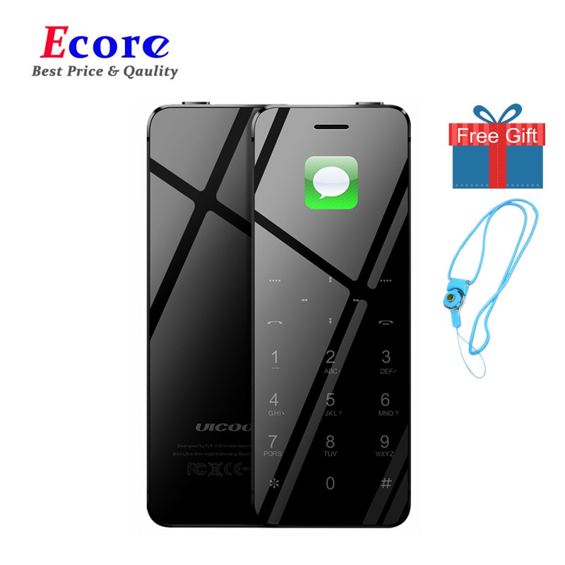 Ulcool V36 corps en métal Bluetooth 2.0 Dialer Anti-perte double SIM ultra-mince carte de crédit téléphone portable + étui + protecteur d'écran