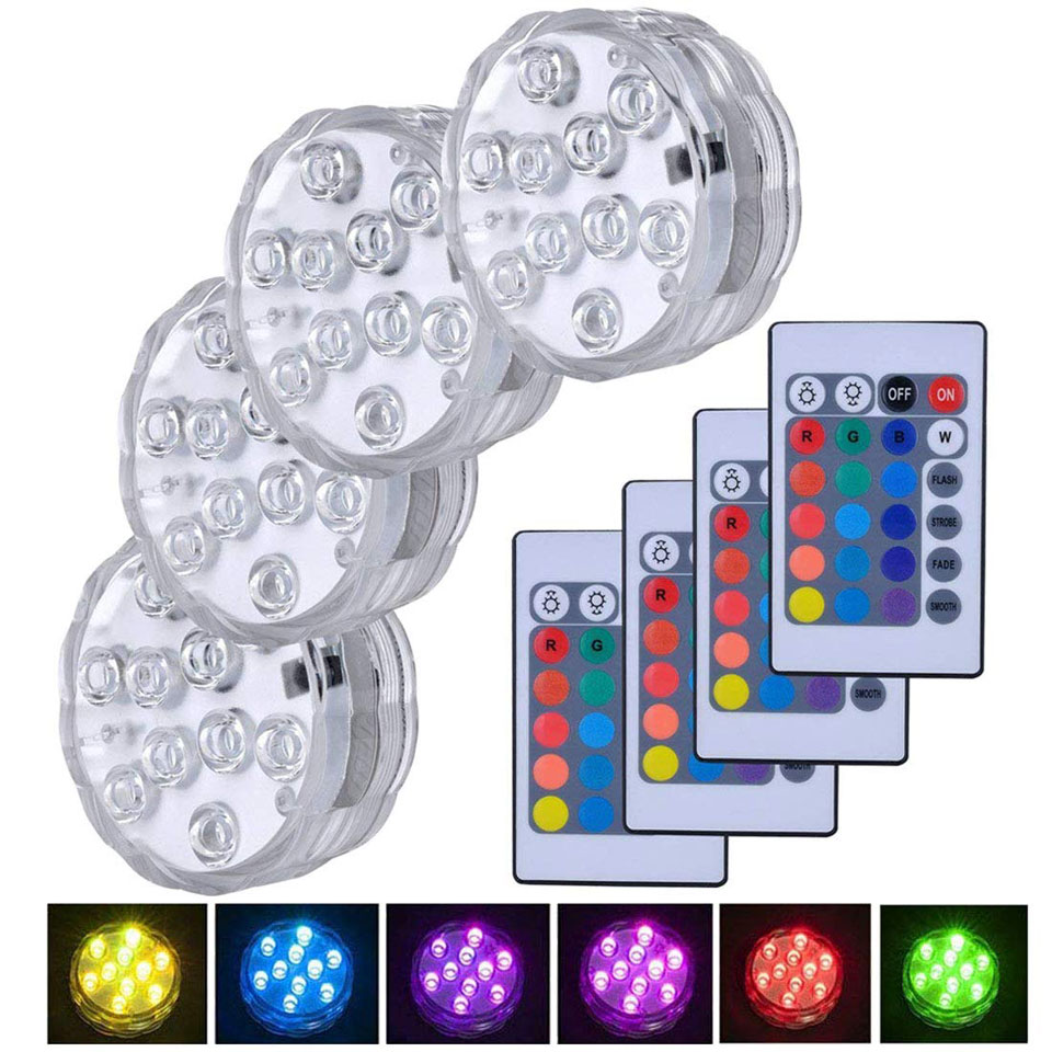 Waterproof Battery Operated Multi Color Submersible LED Underwater Light RGB Led Lamp Fish Tank Pond Swimming Pool Wedding Party