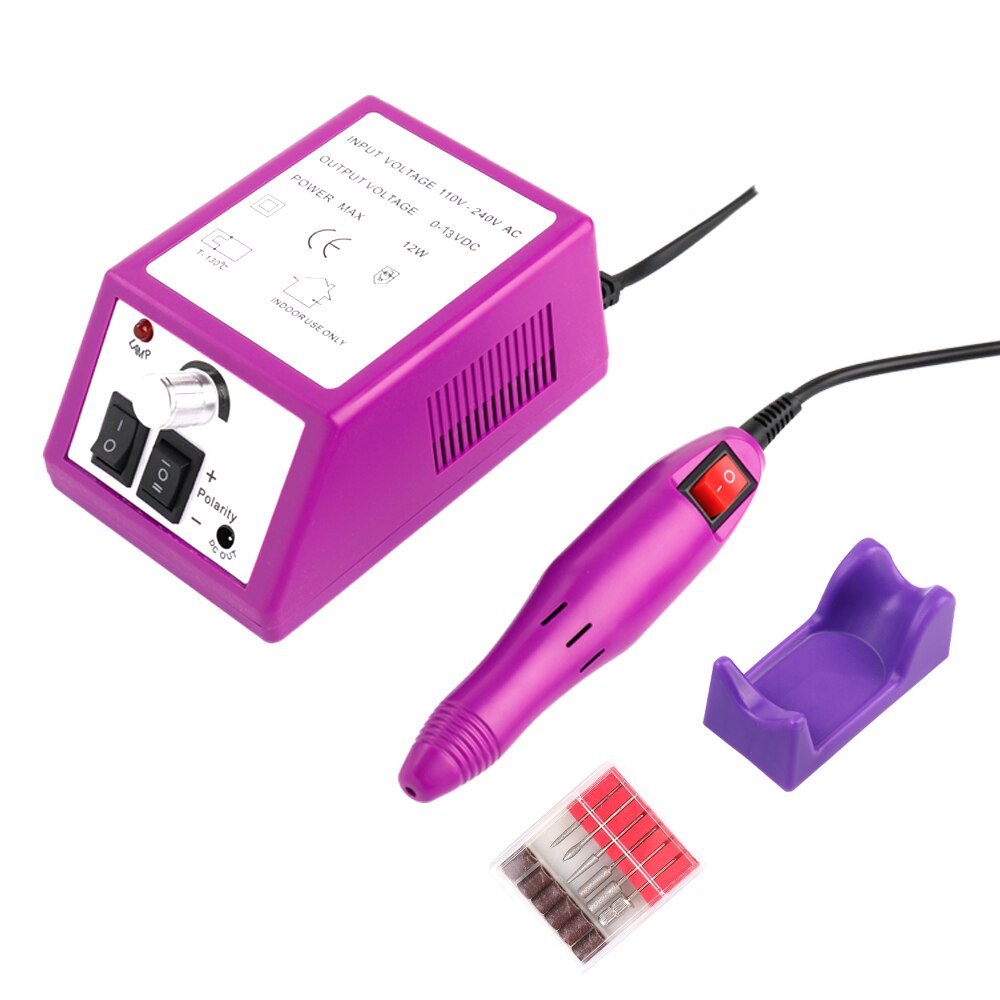 Electric Acrylic Nail Drill File Machine Kit Bits Manicure Electric Acrylic Nail Drill: Pink US Plug