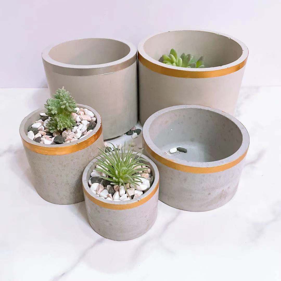 Moule de Pot de fleur en Silicone Jesmonite, grand moule de Pot rond de fleur de bougie en béton de pilier de multi-taille