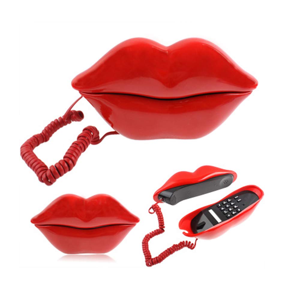 Lips telephone cute red mouth shape lip phone corded landline phones for home and office decor pink role play telephone