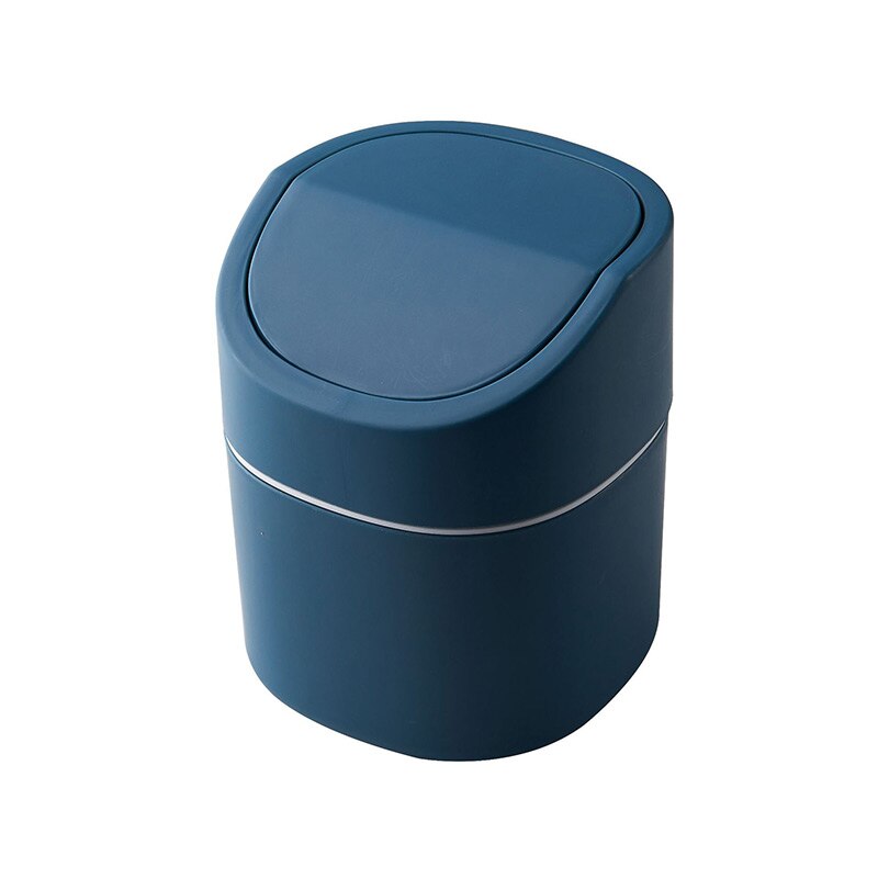 Papelera de escritorio de 2L, cesta de basura para mesa de casa, Cubo de basura de plástico, suministros de oficina, cubos de basura, caja de barril para el hogar: Flipcover blue