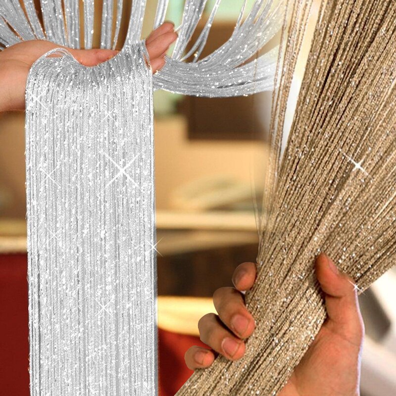 1pc Kristall Vorhang 100 x200cm Tür Vorhang Perlen Faden Vorhänge glänzend Quaste Schnur Hause Dekoration Wohnzimmer Hochzeit Dekor