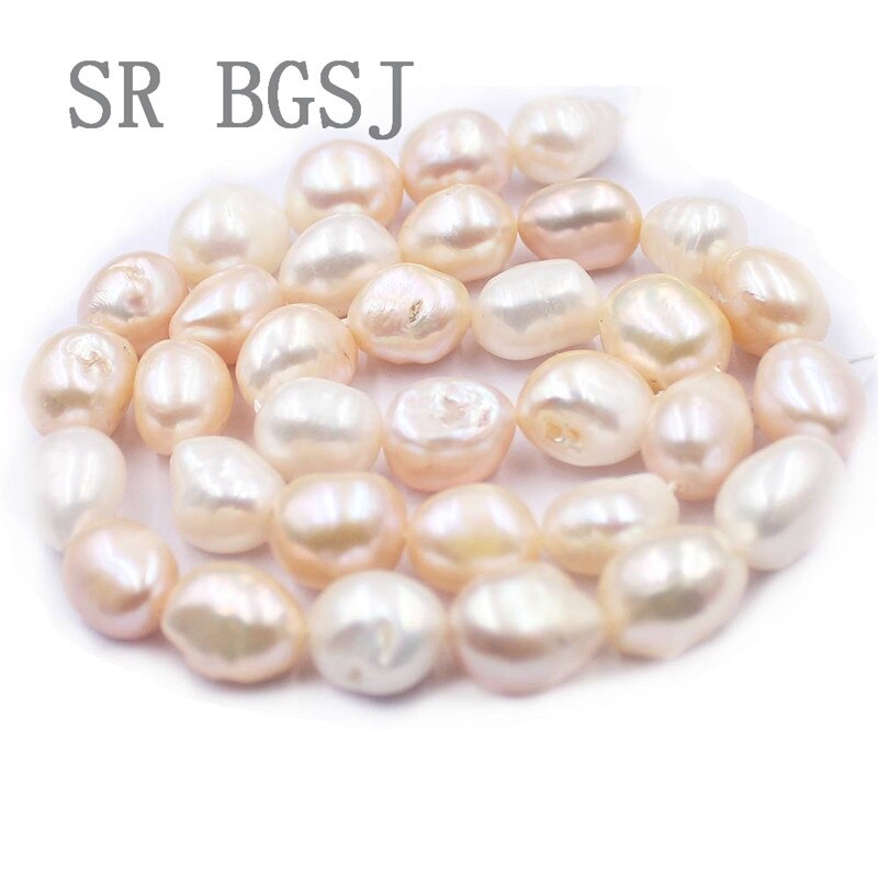 SR 10x12mm Freiheit Fabrik Preis Barock Kartoffel Perle Natürliche Große Perle Süßwasser verlieren Perlen 15": gemischt Weiß Rosa pur