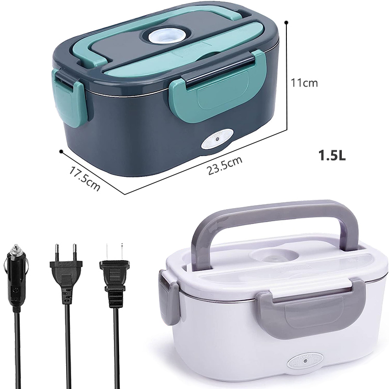 220V 110V 12V 24V Dual Use Home Car Electric Heating Lunch Box Leakproof Portable Food Warmer Heated Container Stainless Steel